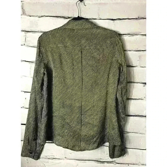 MaxMara Womens Size 8 Black & White Striped Long Sleeve Blouse 100% Silk Scarf - Picture 2 of 7